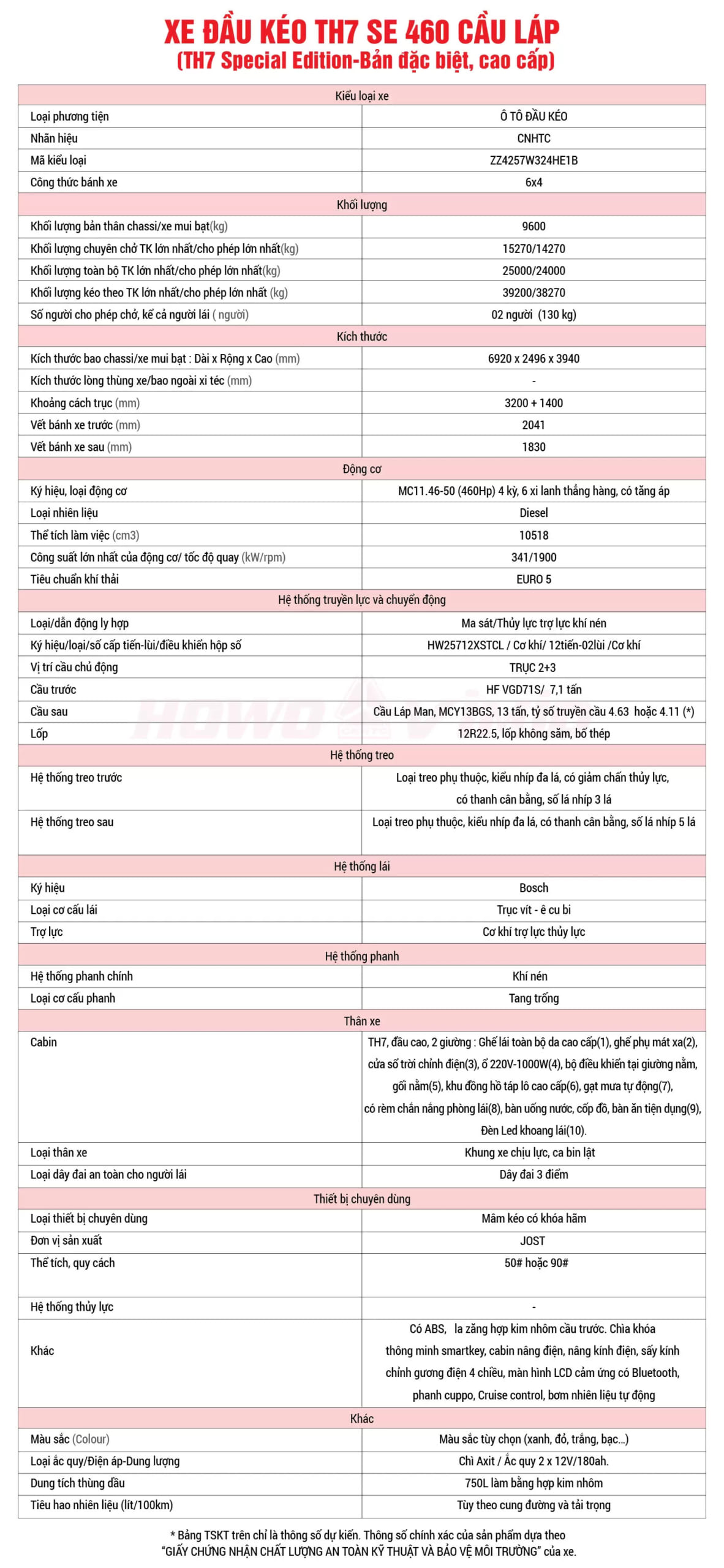 ĐẦU KÉO TH7 460 CẦU LÁP