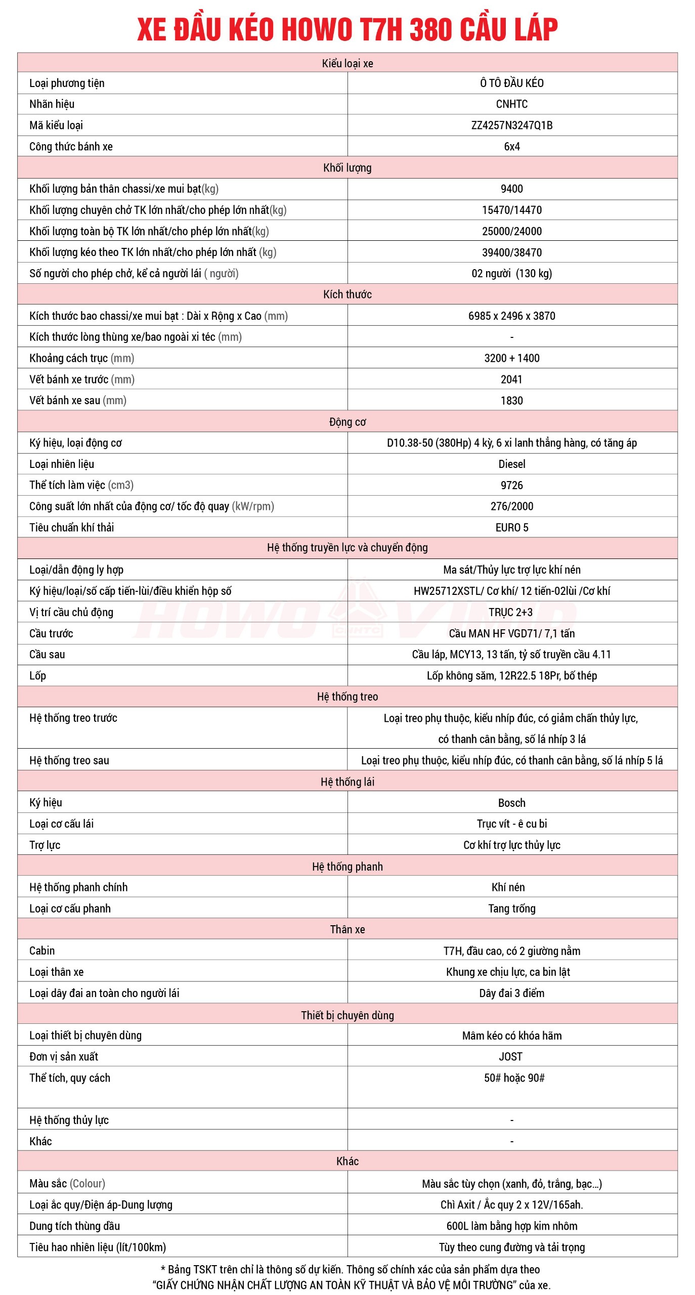  đầu kéo T7H 380 Cầu Láp